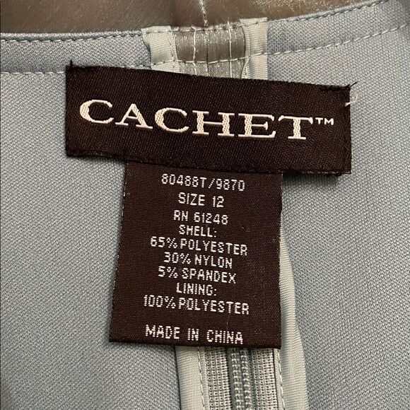 Cachet Blue-Green Dressy Faux Wrap Jacket Blouse Womens Size 12 Party - Picture 2 of 12